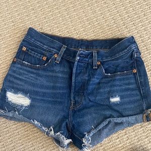 Levi’s 501 Cut off Dark Denim Shorts with Button Fly